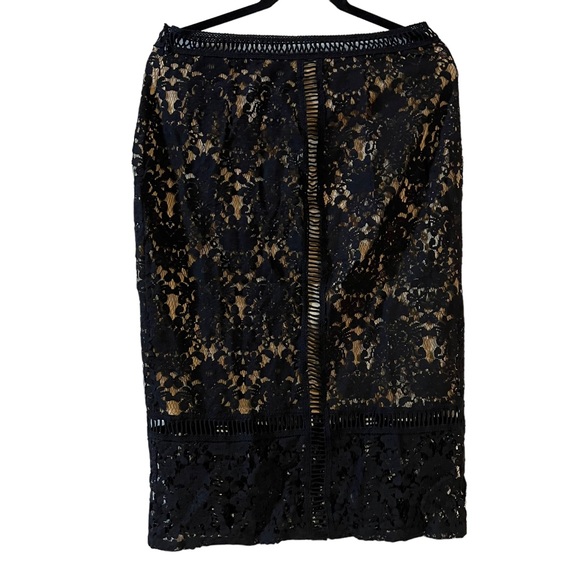 Bailey 44 Silver Spring Black Beige Lace Skirt Small - Picture 3 of 4